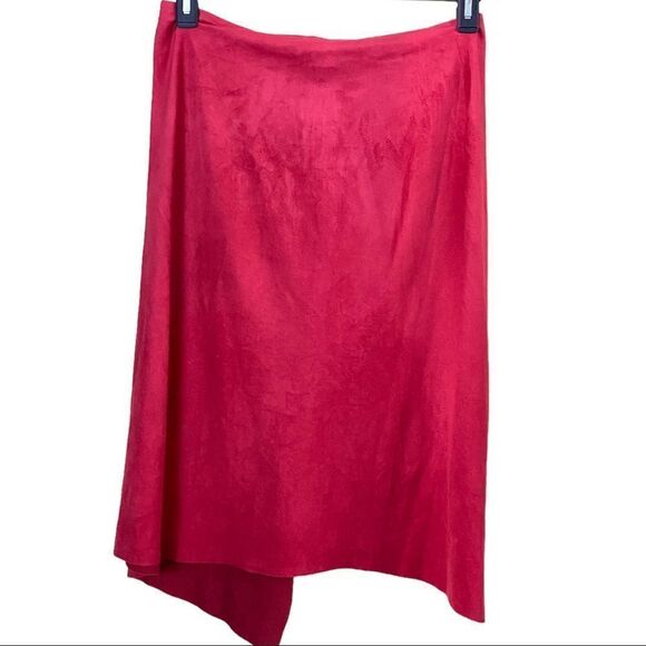 Vintage Sooki Collection Red Faux Suede Wrap Skirt Size Medium - Picture 4 of 7